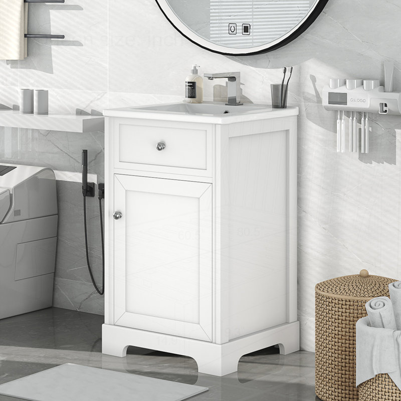 Meuble-lavabo de 20 po avec lavabo, Blanc