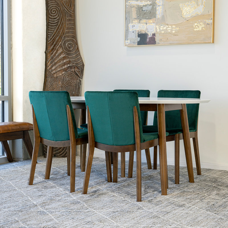 Torgerson 4 - Person Solid Wood Solid Wood Top Four Leg Dining Set, Green