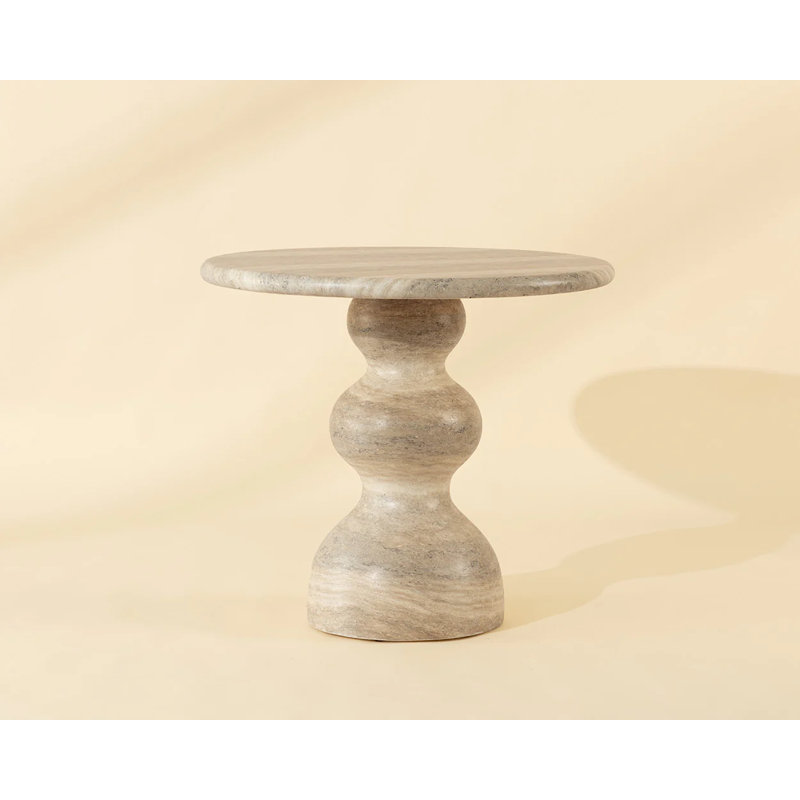 Raul Outdoor Round Bistro Table, Taupe