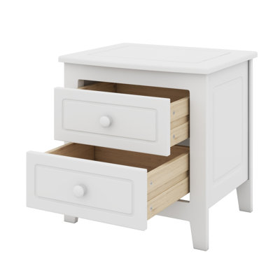 Mid Century Retro Bedside Table 2-Drawer Wooden Nightstand for Bedroom