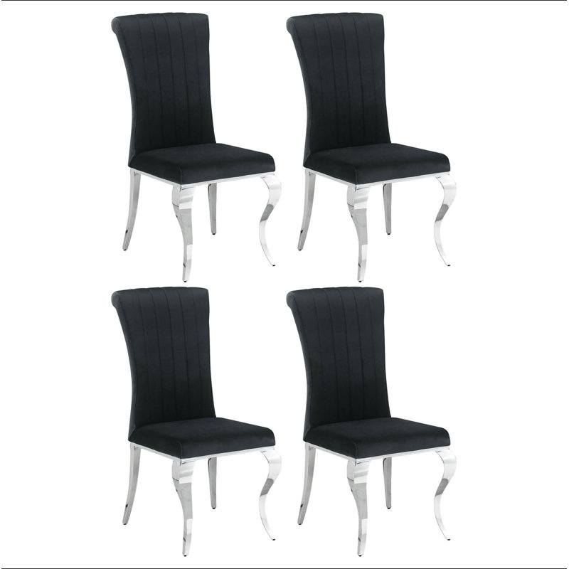 Chaises d'appoint noires rembourrées (ensemble de 4), Noir