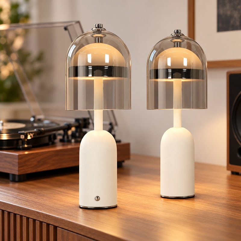 Lampe de table sans fil Accent, lampe de table à DEL rechargeable, lampe portative (ensemble de 2), Gris / Blanc, 2