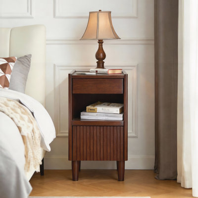 Table de chevet en bois avec tablettes ouvertes à 1 tiroir, petite commode à tiroirs en bois