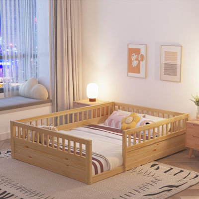 Floor Bed Frame with Fence