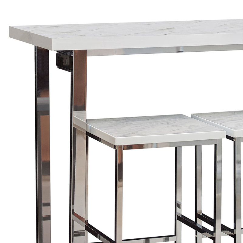 White Marble 4-Piece Dining Set