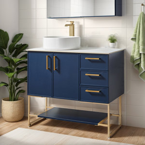 Blucher 36'' Blue Modern Free-standing Vessel Sink Bathroom Vanity Set(incomplete)