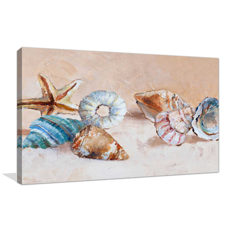 «Gathered Shells on The Shore», reproduction de peinture acrylique, H 18 po x l 30 po x P 1 po, Toile tendue