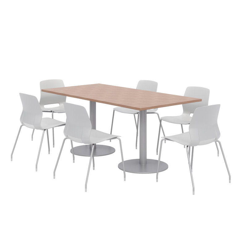 Ensemble de table de salle à manger rectangulaire 72 "et chaise, Gris clair, Rivière cerise