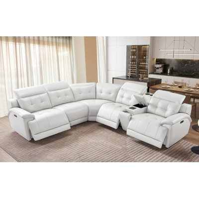 Canapé modulaire inclinable électrique 3 pièces avec appuis-tête réglables, console centrale, haut-parleurs à chargement sans fil et Bluetooth, canapé inclinable en cuir de qualité supérieure pour le salon et le cinéma maison