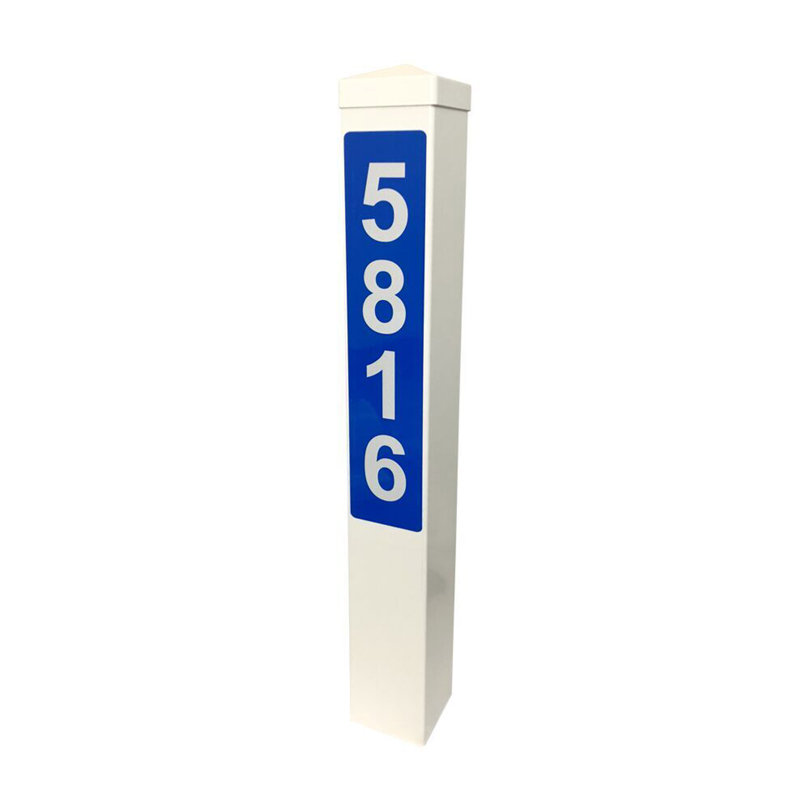 Rectangle Address Post, Blue/White