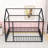 Metal Full House Floor Bed With Roof And Fence-Style Guardrails-988474338