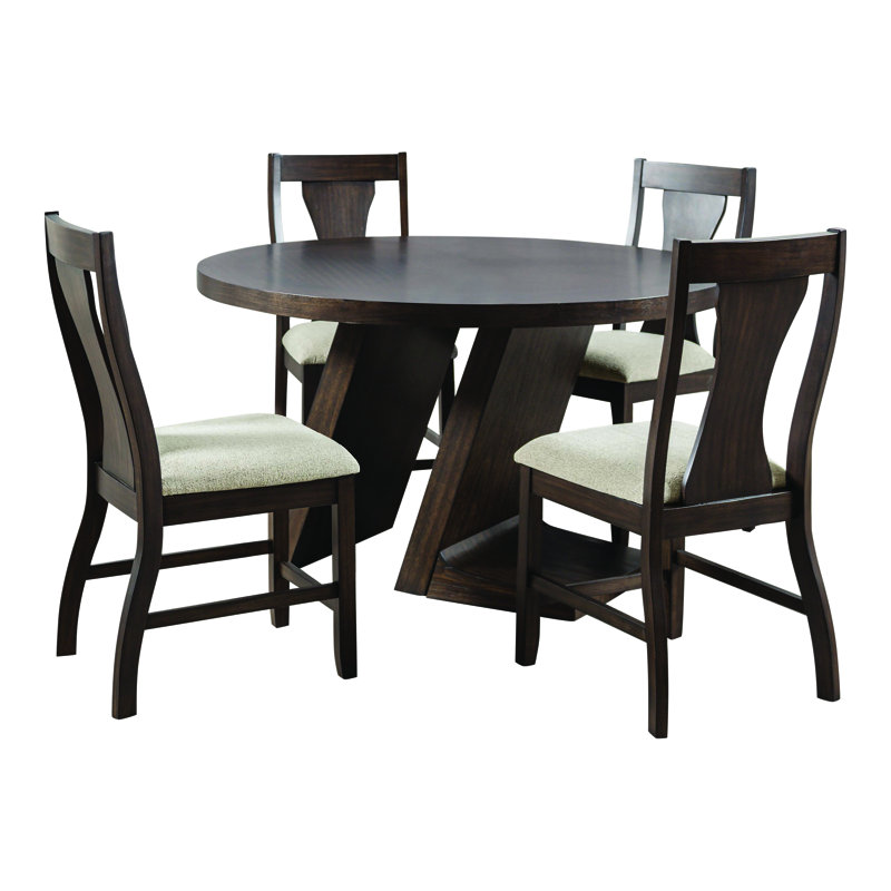 Ensemble de table de salle à manger Geidi, Ensemble de cinq pièces : table, quatre chaises