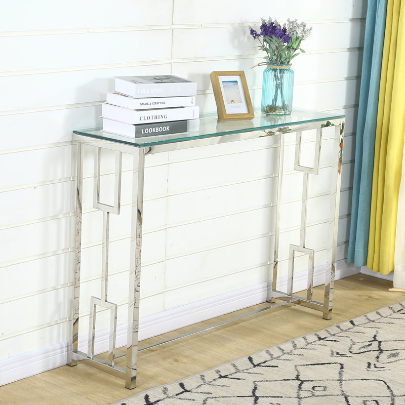 Downend 41'' Glass Top Console Table