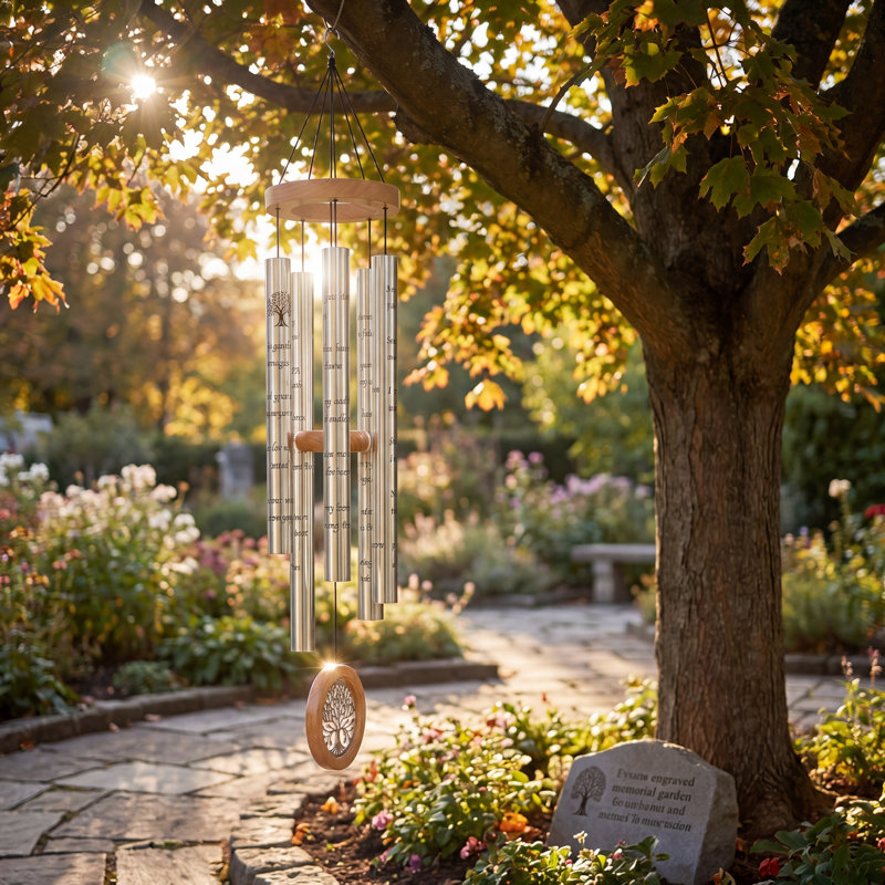 Arbre de vie et carillons commémoratifs, carillons gravés en aluminium pour la décoration de jardin