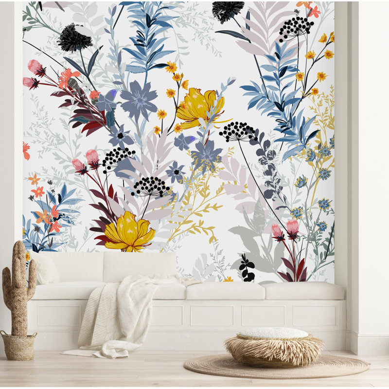 Panneau de papier peint auto-adhésif L 8,33 pi x l 100 po Wildflowers, L 8,33 pi x l 100 po