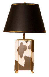 27" Brown/White Cowhide Table Lamp
