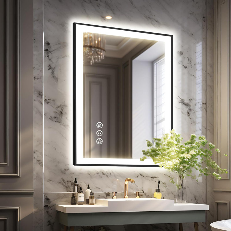  Lunara UL Certified Metal Framed Front Light & Backlit Memory LED Light Bathroom Vanity Mirror with 3 Year Warranty