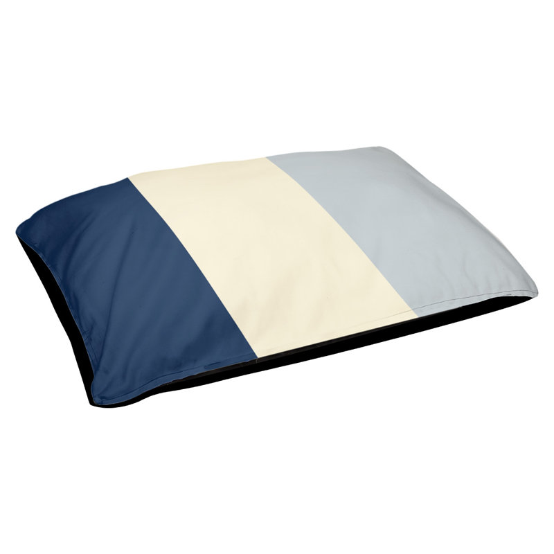 Coussin Detroit, Moyen (l 28 po x P 18 po x H 9,5 po), Navy Blue/Cream/Metallic Silver