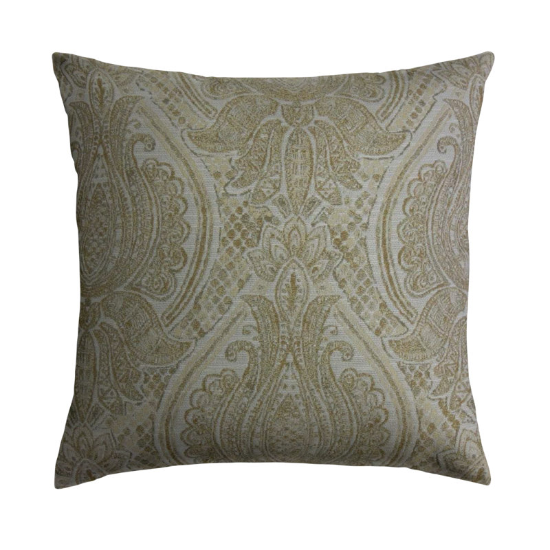 Taniel Damask Reversible Throw Pillow, 20" x 20", Parchment