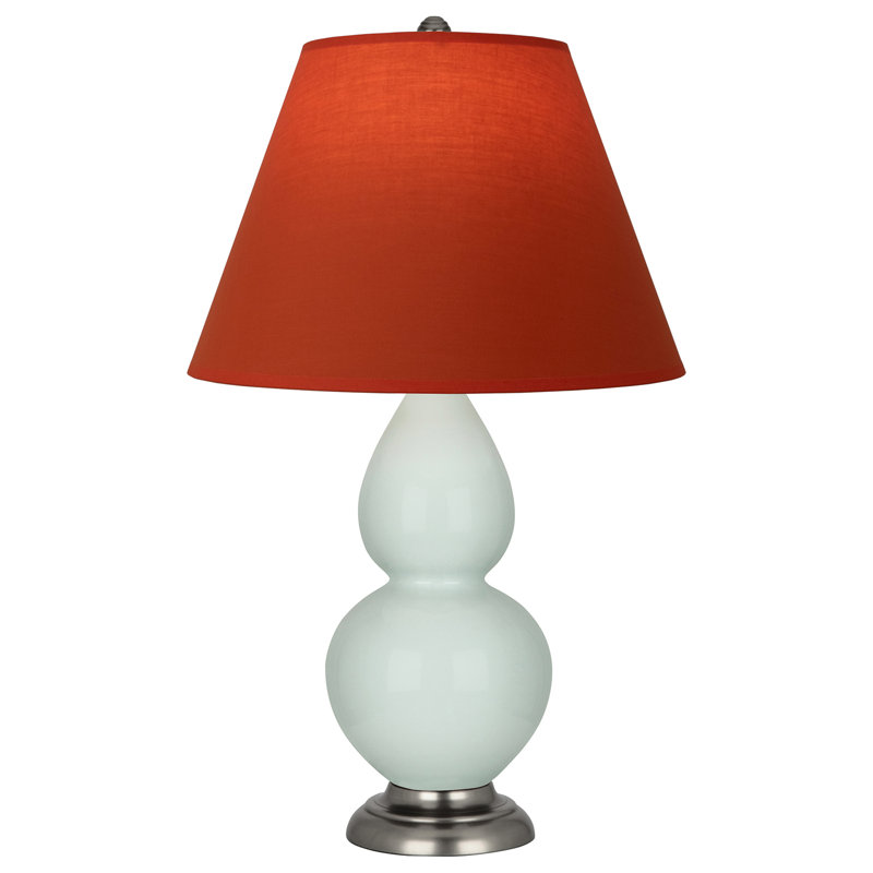 Petite lampe d'appoint à double gourde, Vert clair / argent antique, Bourgogne / lavande
