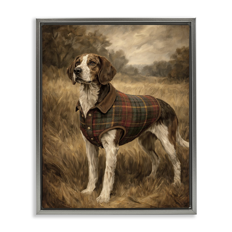 Cadre flottant Hound Days, par Kim Allen, H 21 po x l 17 po, Cadre flottant gris lustré
