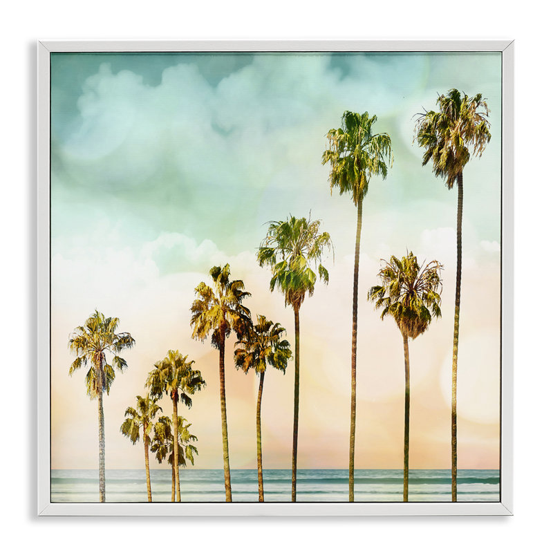 Angled Palm Trees Framed Giclee Art by Devon Davis, Coastal White Framed Giclee, 17'' H X 17'' W