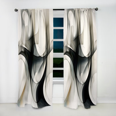 Abstract Neutral XIV - Modern Velvet Curtain - Room Darkening - 1 panel