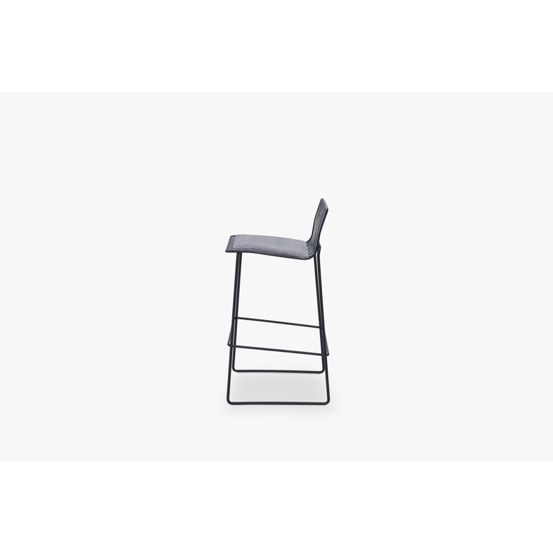 Ariss Upholstered Counter Stool with Metal Frame, Grey, Black