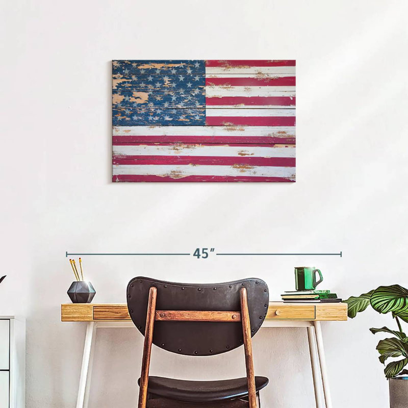 Borges Distressed American Flag, 20" H x 30" W