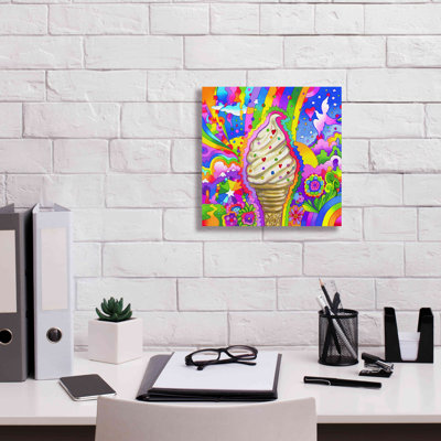 «Ice Cream Cone Pop Art» par Howie Green, reproduction d'art sur toile tendue