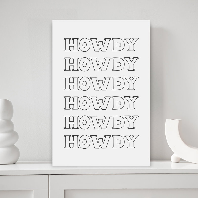 Black Howdy Bold Minimalist Modern Coastal Wall Art Print, 45.72cm H x 30.48cm W