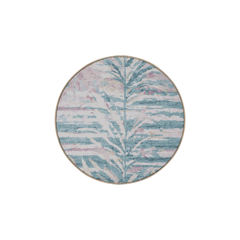 Machine Washable Beige Area Rug, Round 7'