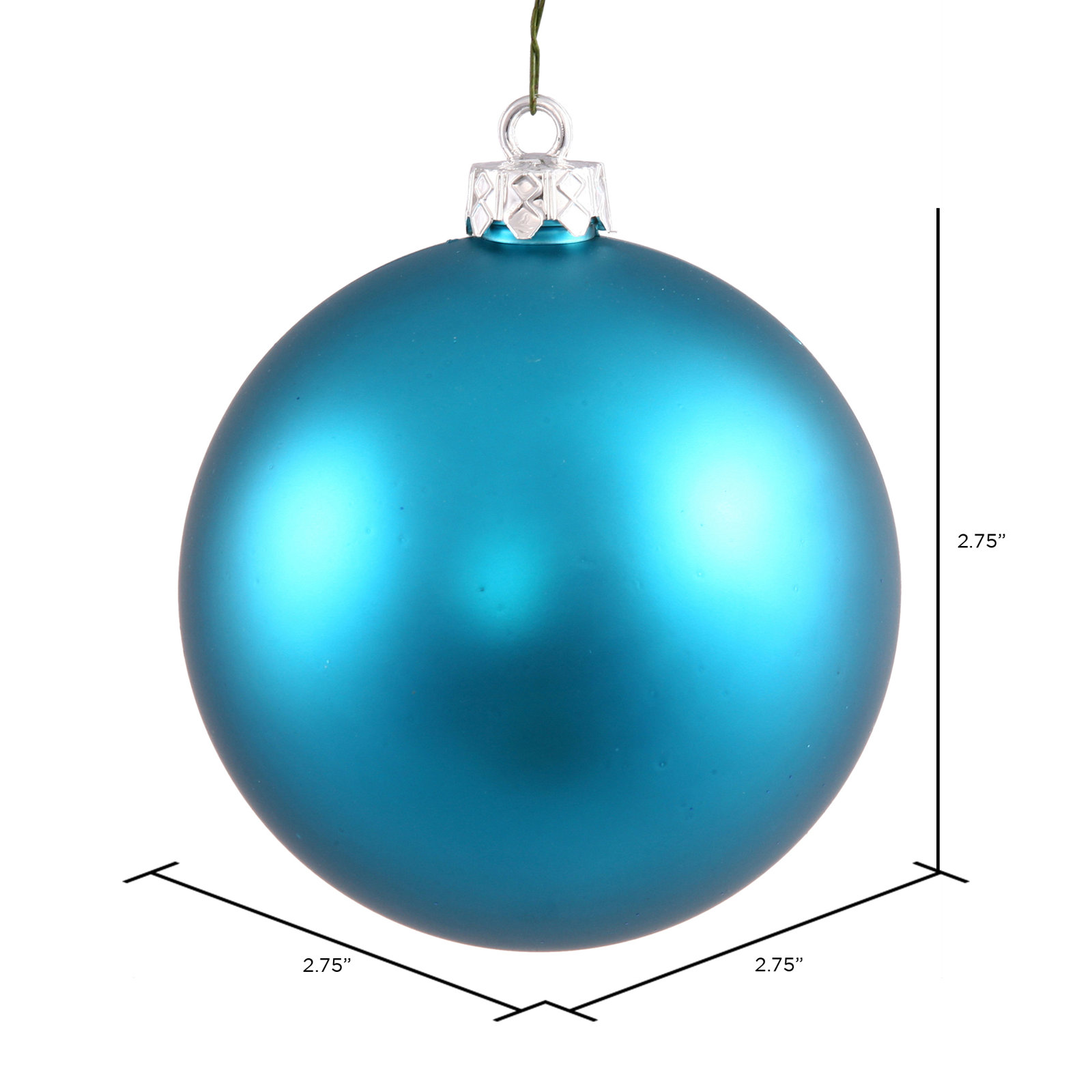 The Holiday Aisle® 3" Shatterproof Bauble, 2.75" H x 2.75" W x 2.75" D, Turquoise