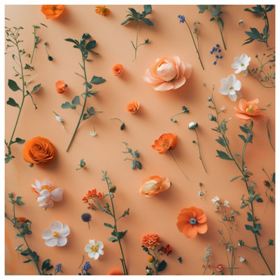 Couvre-lit floral orange