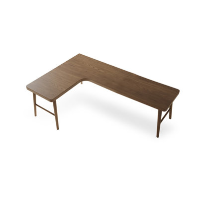 Light-walnut L-Shaped Solid Wood desk