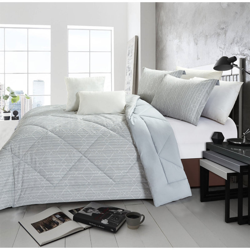 Ensemble d'édredon jacquard 5 pièces Genevieve, Édredon pour lit très grand + 2 taies décorativ
