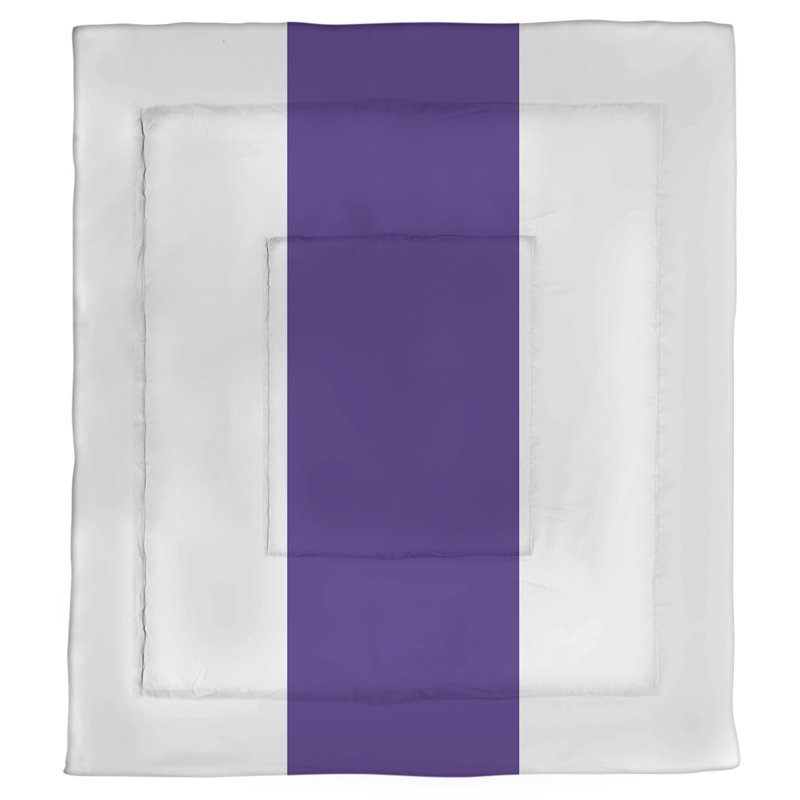 Polyester Striped Comforter, Queen Comforter, White/Purple Middle
