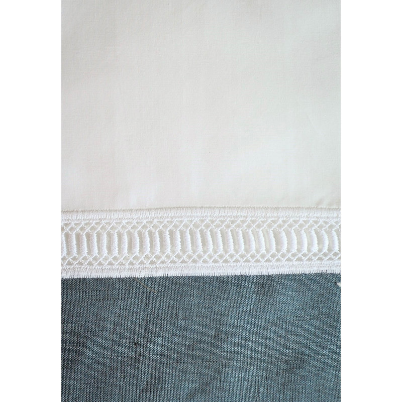 Linea Linen Tablecloth, White/Dark Natural, 90" L x 72" W