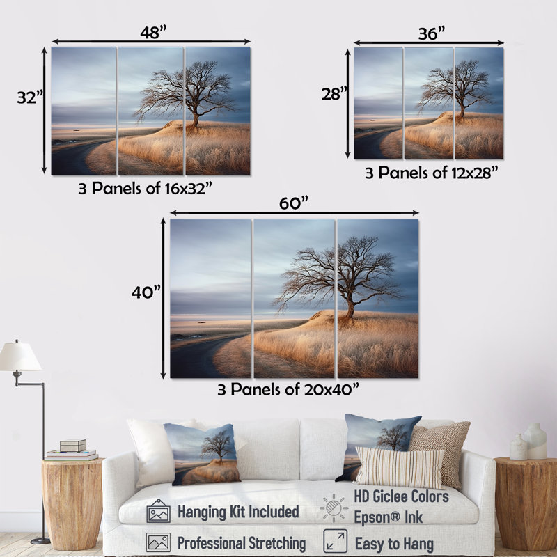 Prayies Winter Scenery Winter Charm - ensemble d'art mural prairies, H 28 po x l 36 po x P 1 po