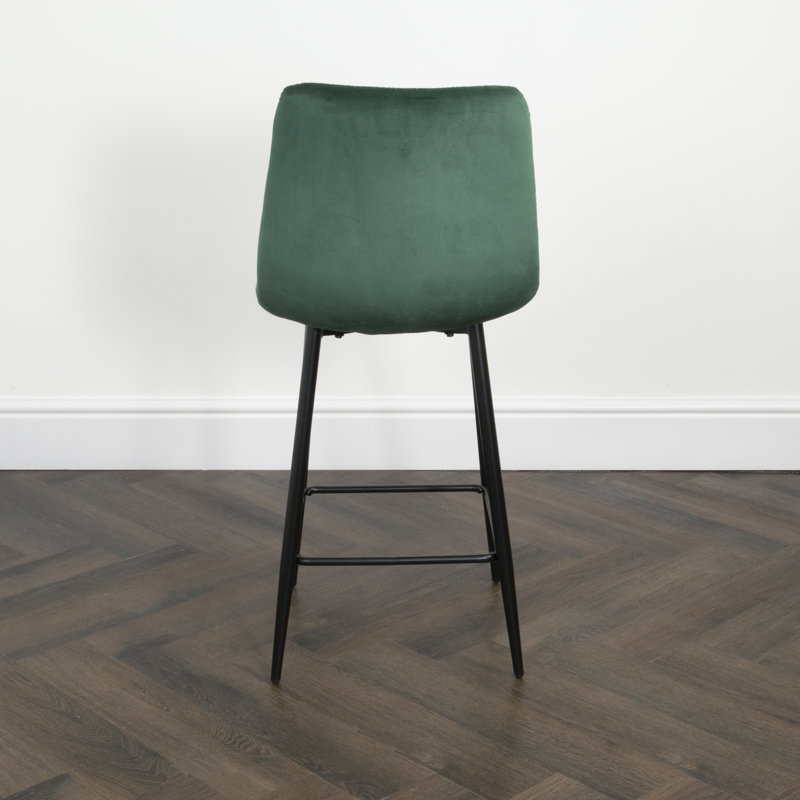Olsburg Upholstered Counter Stool with Metal Frame, Black, Green
