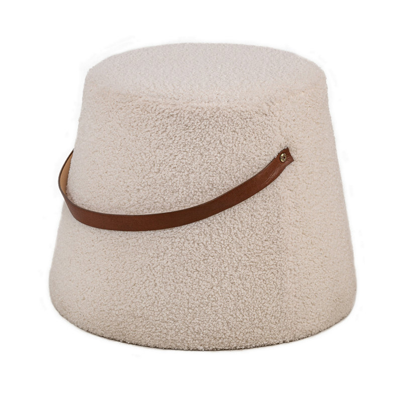 Brunner with Rope Pouf, White Boucle