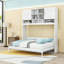 Grand lit escamotable mural en bois avec grand espace de rangement et lattes