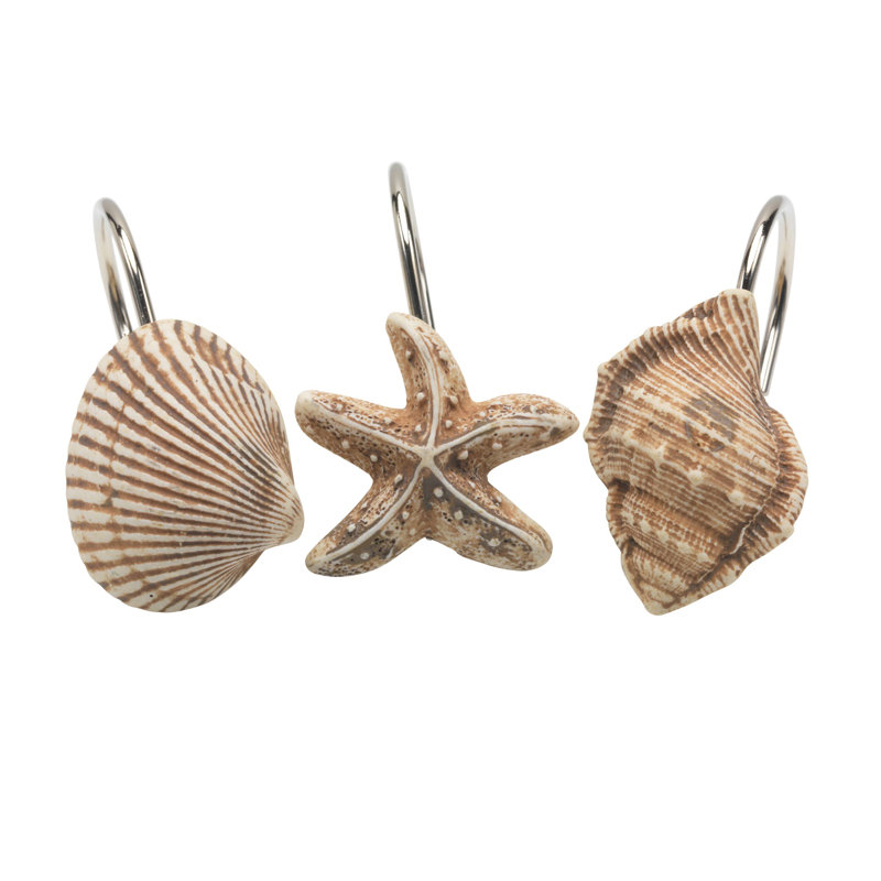 Ensemble de 12 crochets de rideau de douche fixes fantaisie Scuba Jewels