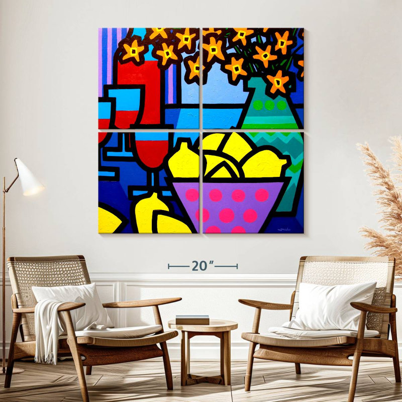 Yarlin Wine Lemons And Flowers, 57" H x 57" W