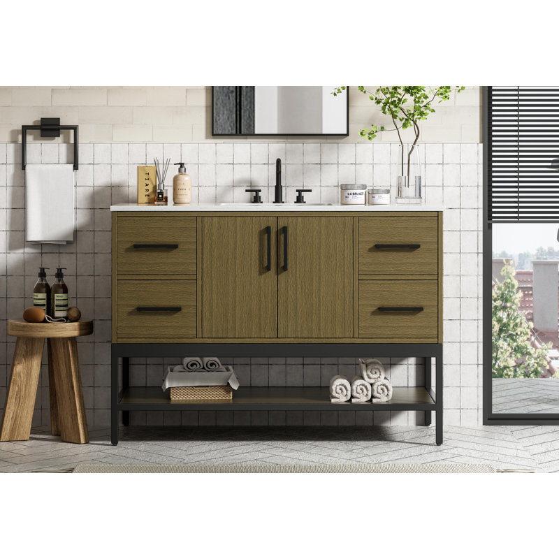 48 inch Single Bathroom Vanity, Chestnut Brown
