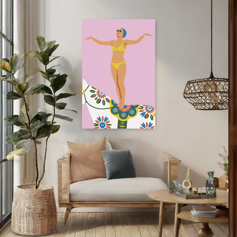 Joyeux acrobate sur cheval, art rétro rétro