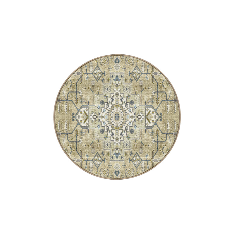 Fitnete Hand Loomed Washable Oriental Indoor Rug, Round 6'