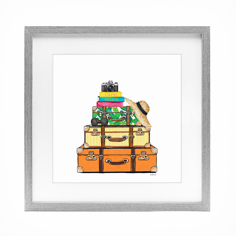 Valises de voyage et reproduction sous verre encadrée par Amanda Greenwood, H 16 po x l 16 po