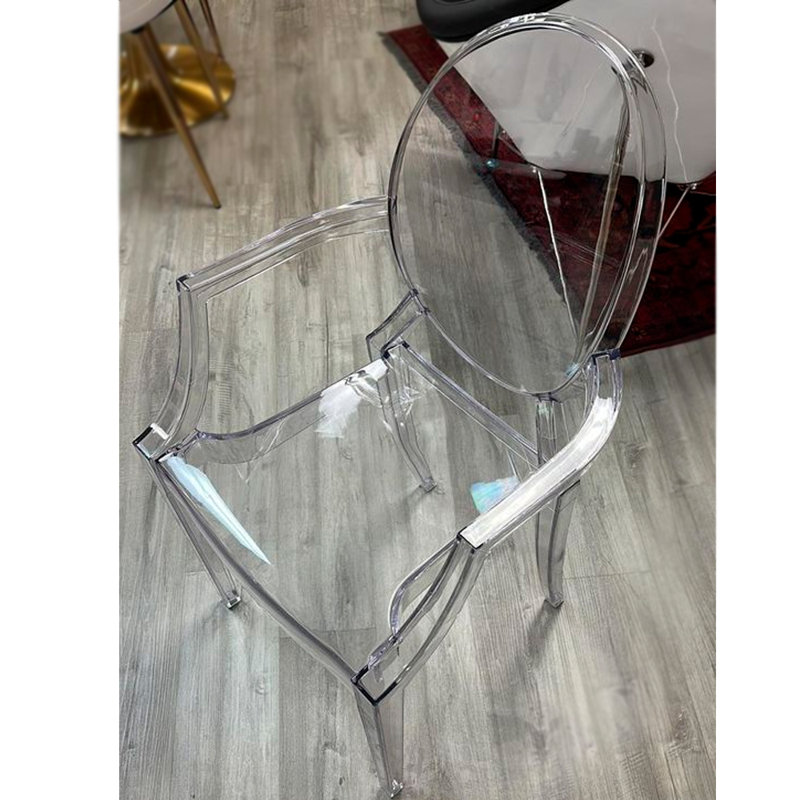  Chaise d'appoint empilable à dossier très grand King Louis, Transparent, 2