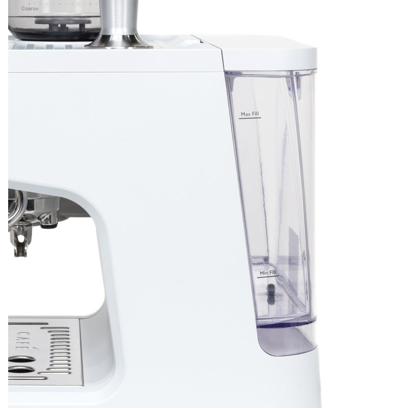 Matte White Semi-Automatic Espresso Machine with Grinder and Steam Wand